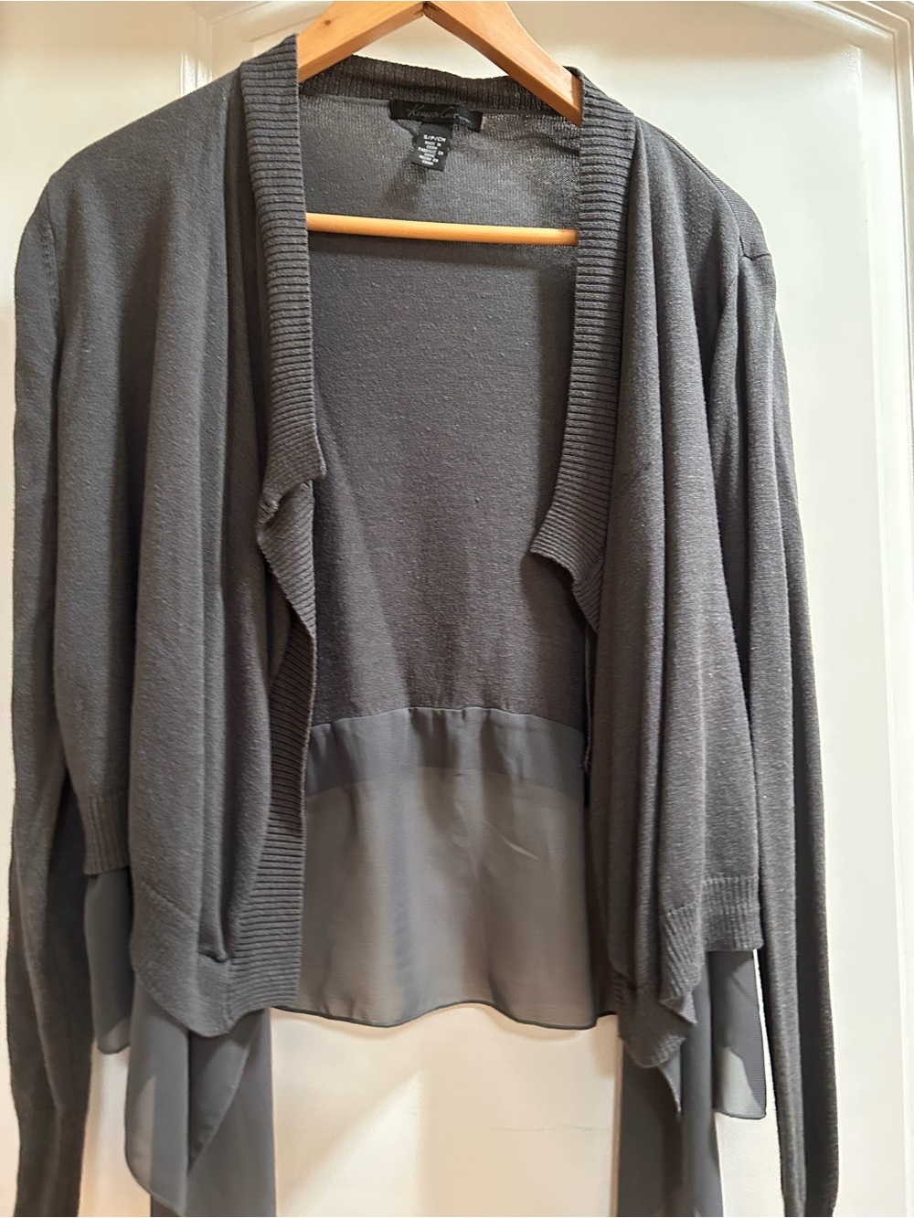 Kenneth Cole Gray Layered Open-Front Cardigan